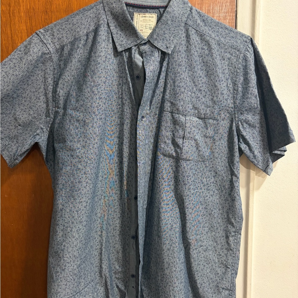 Colours Alexander Julian Men's Medium 100% Cotton Button-down Shirt Floral Blue